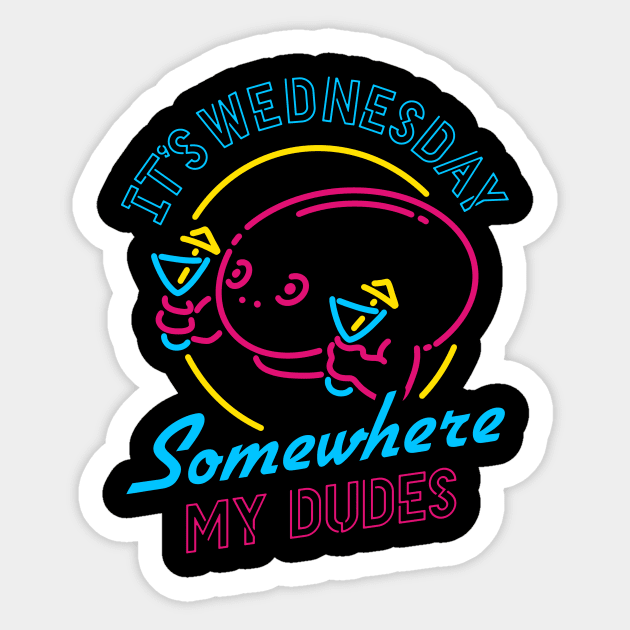 It's Wednesday Somewhere My Dudes Sticker by dumbshirts